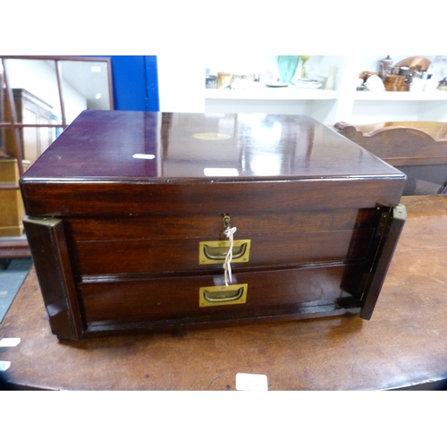170 - Mahogany and brass-bound cutlery box with drawers