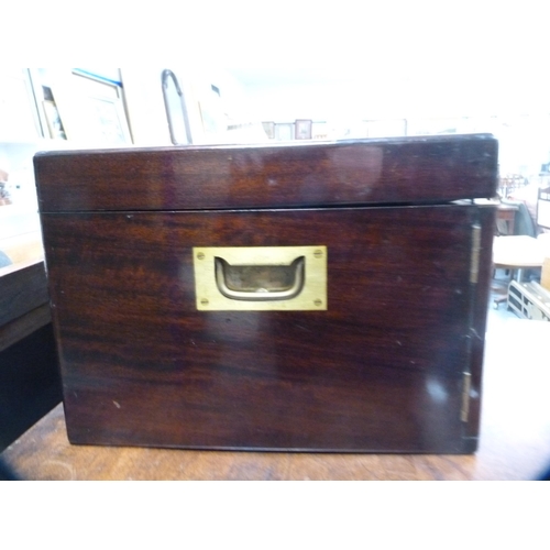 170 - Mahogany and brass-bound cutlery box with drawers