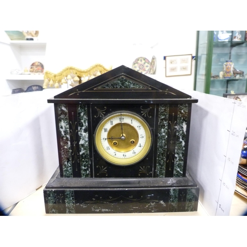 173 - Victorian marble-cased mantel clock.