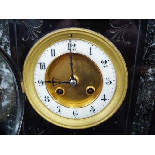 173 - Victorian marble-cased mantel clock.