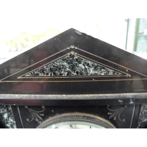 173 - Victorian marble-cased mantel clock.