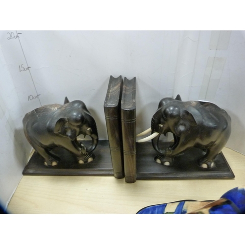 174A - Pair of elephant bookends and a part Tunstall tea set.