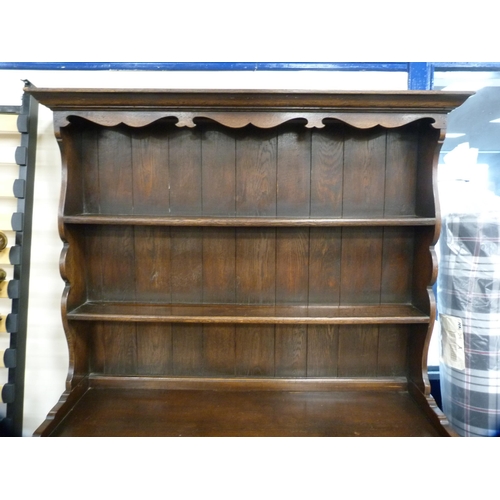 410 - Oak dresser fitted with two drawers and panel door cupboards.