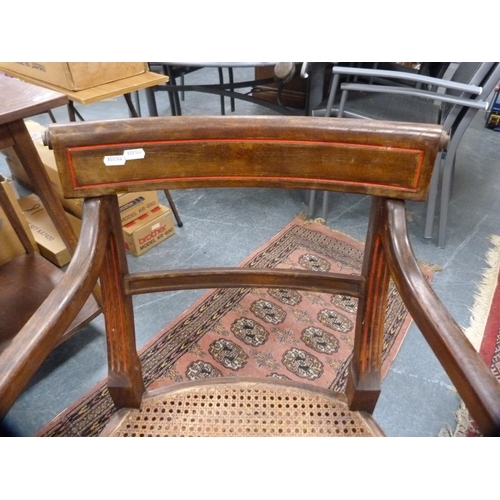 416 - 19th century mahogany carver chair with bergere seat.