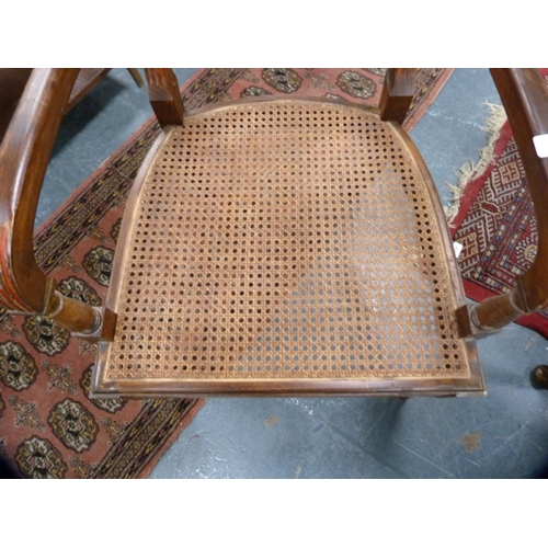 416 - 19th century mahogany carver chair with bergere seat.