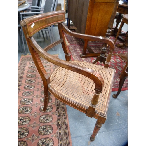416 - 19th century mahogany carver chair with bergere seat.