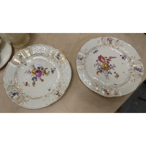 401 - Two Meissen plates (a/f).