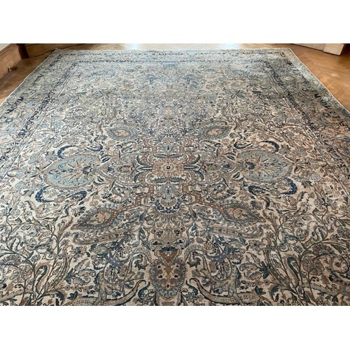 350 - Fine large Persian Kirman carpet with overall foliate decoration of palmettes and other motifs withi... 