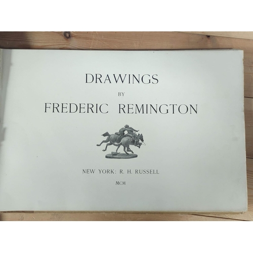 49 - REMMINGTON FREDERIC.  Drawings. Many plates. Oblong folio. Well worn orig. cloth backed br... 