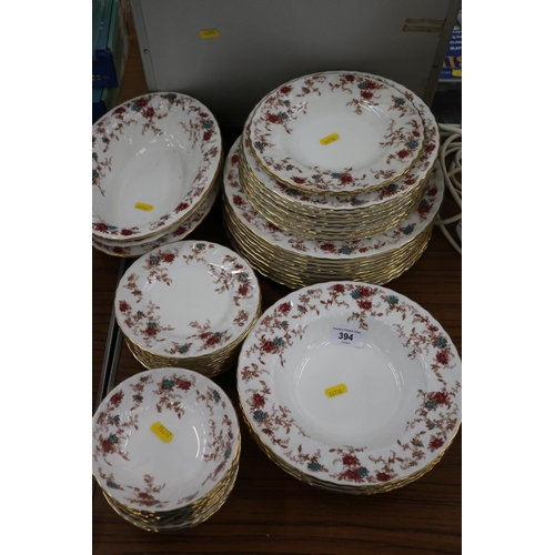 394 - Minton Ancestral pattern dinner service to include ten dinner plates, 27cm diameter, rimmed soup bow... 