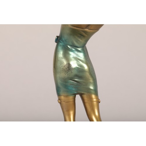 233 - Josef Lorenzl (Austrian1892-1950) Art Deco painted bronze of a young lady with outstretched arms, si... 