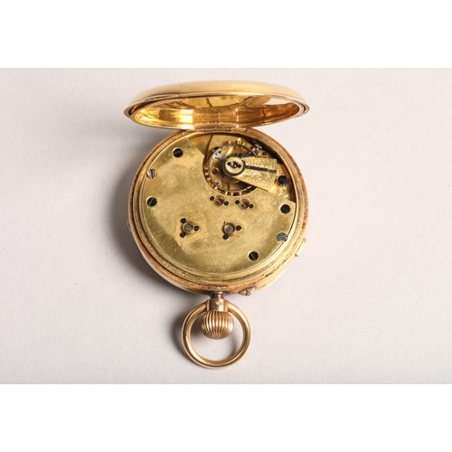 138 - Gents 18 carat gold open face repeating pocket watch with white enamel dial, with Roman numerals, wi... 