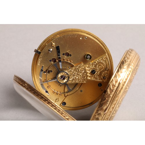 141 - Victorian 18 carat gold gents pocket watch gilt floral dial, black roman numerals, and a seconds sub... 