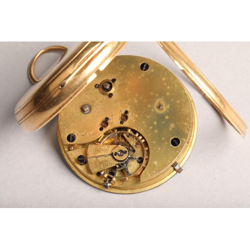 136 - Gents 18 carat open faced repeating pocket watch white enamel dial with roman numeral hour markers, ... 