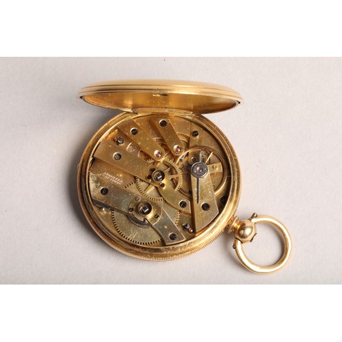 146 - 18 carat gold full Hunter pocket watch white enamel dial with roman numerals subsidiary dial, diamet... 