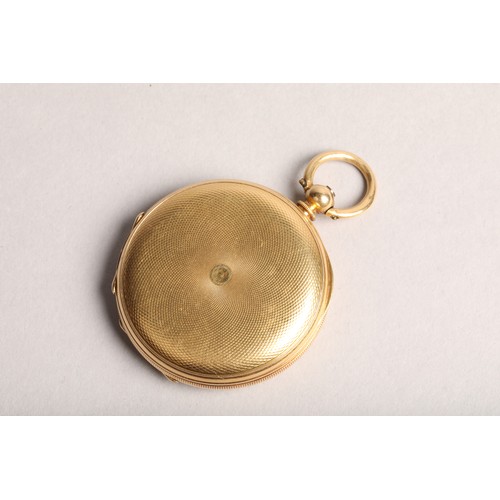 146 - 18 carat gold full Hunter pocket watch white enamel dial with roman numerals subsidiary dial, diamet... 