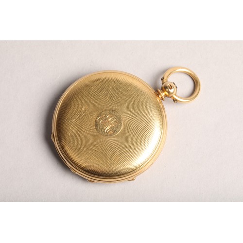 146 - 18 carat gold full Hunter pocket watch white enamel dial with roman numerals subsidiary dial, diamet... 