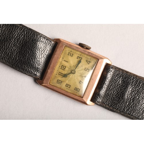 131 - 1930's/40's 9 carat gold Rolex wrist watch, rectangular dial 18cm x 20mm with second subsidiary dial... 