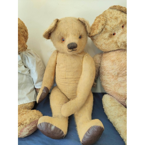 50 - Three early to mid 20th century mohair teddy bears with articulated limbs, including two with growle... 