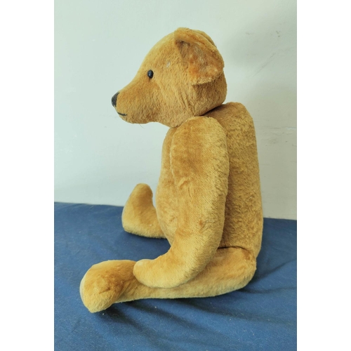 56 - Exceptional early 20th century straw filled mohair teddy bear with elongated articulated limbs, hunc... 