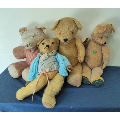 60 - Four early large mohair teddy bears (4)