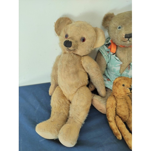 61 - Five vintage mohair teddy bears with articulated limbs and glass eyes (5)