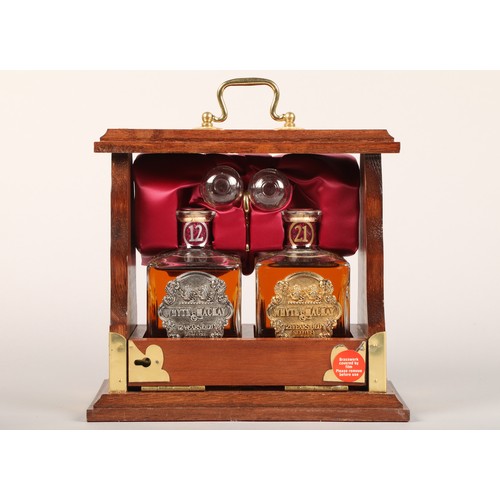 295A - Boxed Whyte & Mackay 12 year old and 21 year old blends in presentation tantalus with miniature ... 