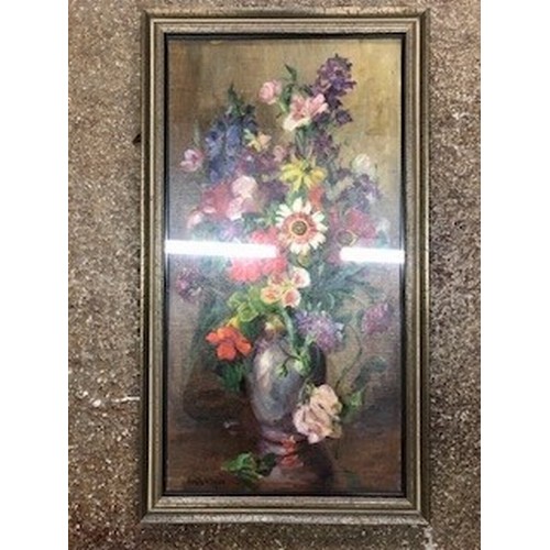 445 - Kate Wylie (Scottish born 1877-1941) Framed oil on board, signed 'Still Life with Flowers in Vase' 5... 