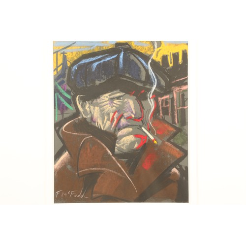 336 - Frank McFadden (Scottish Born 1972) ARR Framed pastel on paper, signed 'Man with Cap' 20cm X 20cm