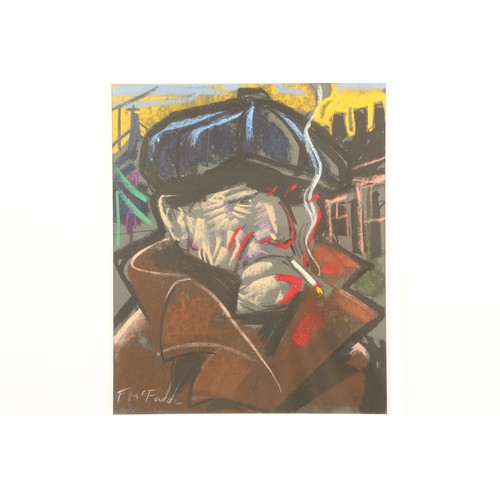 336 - Frank McFadden (Scottish Born 1972) ARR Framed pastel on paper, signed 'Man with Cap' 20cm X 20cm