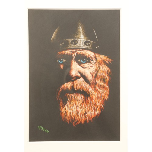 346 - Graham McKean (Scottish Born 1962) ARR Framed pastel on paper, signed 'Portrait of a Viking' 28cm X ... 