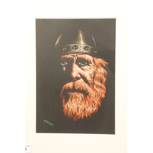 346 - Graham McKean (Scottish Born 1962) ARR Framed pastel on paper, signed 'Portrait of a Viking' 28cm X ... 