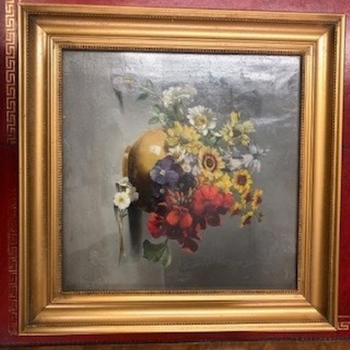 474 - Laurence Biddle (British 1888-1968) Gilt framed oil on canvas 'Still Life of a Bowl of Flowers' 31.5... 