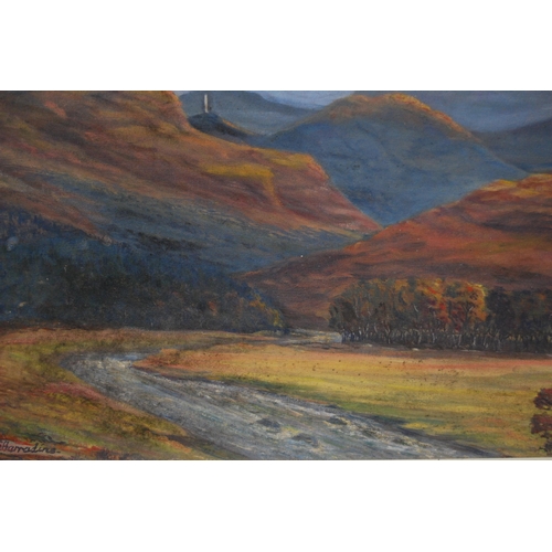 308 - Harradine (British, 20th Century)Stream with rolling hillsSigned, oil on board, painted in rich past... 