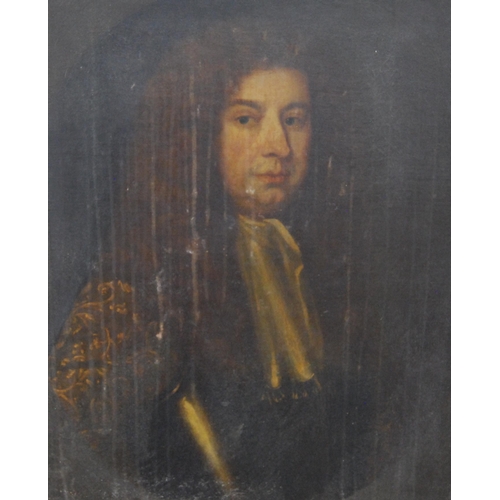 309 - Circle of Sir Godfrey Kneller (1646 - 1723)Portrait of a noble gentleman in a powdered wig, white st... 