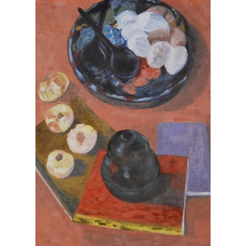 311 - Kim Byers (Scottish)Still life of eggs and cakesSigned, oil on canvas, 54cm x 39cm.... 