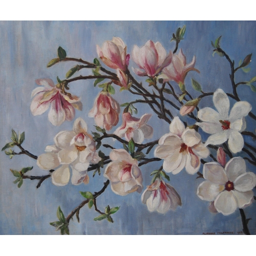 312 - Florence Fieldhouse (British, 1898 - 1974)Still life of magnoliasSigned, oil on canvas, 48.5cm x 59c... 