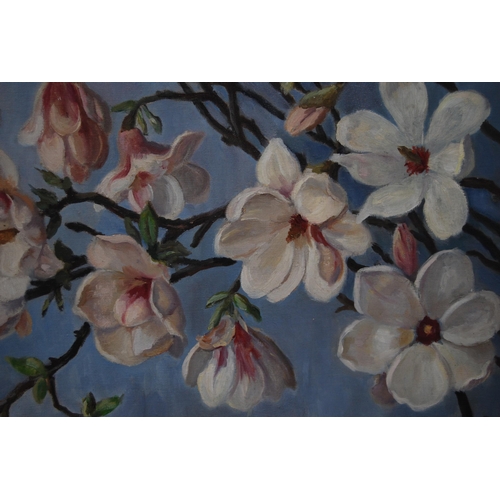 312 - Florence Fieldhouse (British, 1898 - 1974)Still life of magnoliasSigned, oil on canvas, 48.5cm x 59c... 