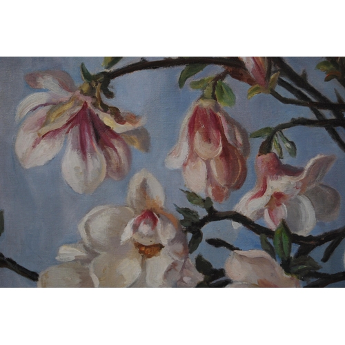 312 - Florence Fieldhouse (British, 1898 - 1974)Still life of magnoliasSigned, oil on canvas, 48.5cm x 59c... 