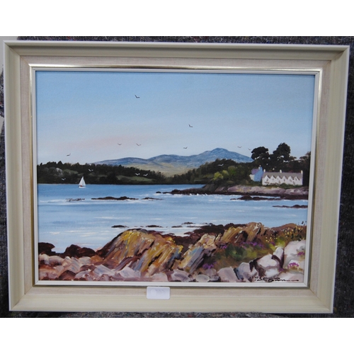 315 - Jim Sturgeon (Scottish, 1931 - 2006)Rockcliffe looking towards ScreelSigned, oil on canvas, 33.5cm x... 