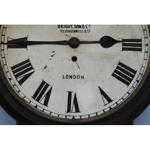 162 - Bright, Son & Co., (Clerkenwell) Ltd, LondonMahogany cased single fusée drop dial wall clock, th... 