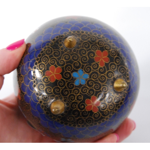 268 - Japanese cloisonné enamel jar and cover, late Meiji period, of spherical form with all over multi-co... 