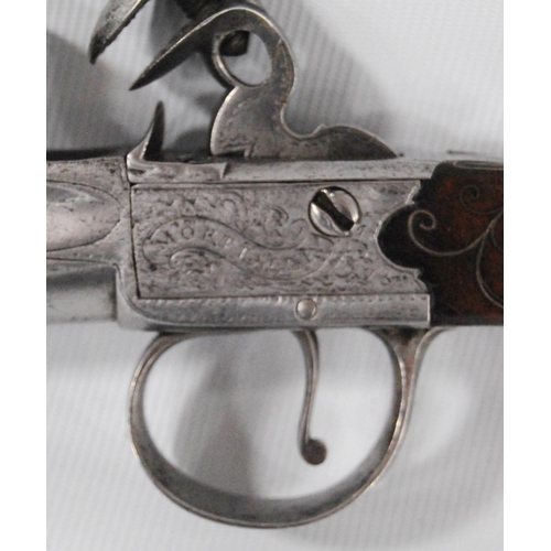 198 - HW Mortimer & Co., London (Gunmaker to His Majesty) pair of 54 bore flintlock boxlock pocket pis... 