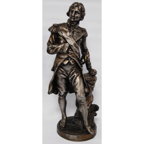 171 - Pair of 19th century spelter figures modelled as Admiral Lord Nelson and the Duke of Wellington, bot... 