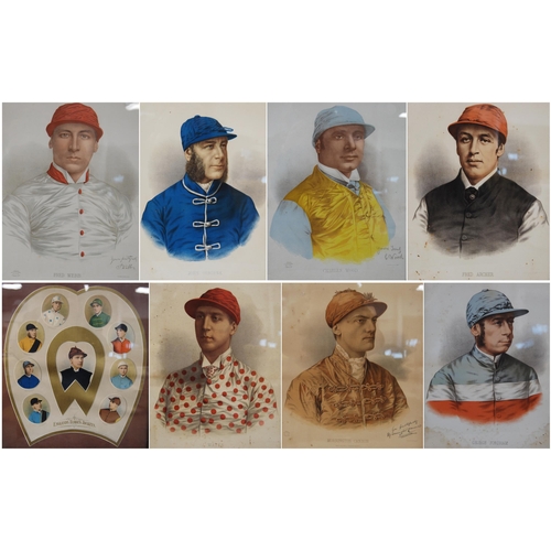 299 - Group of seven late Victorian Illustrated Sporting & Dramatic News colour jockey chromolithograp... 