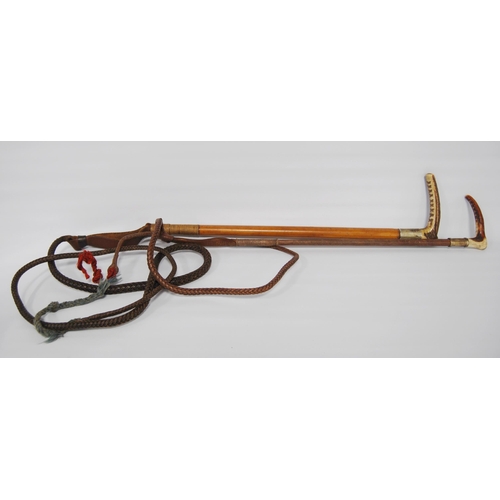 196 - Two George VI period riding crops by Swaine & Adeney, London, both with maker's button to the an... 