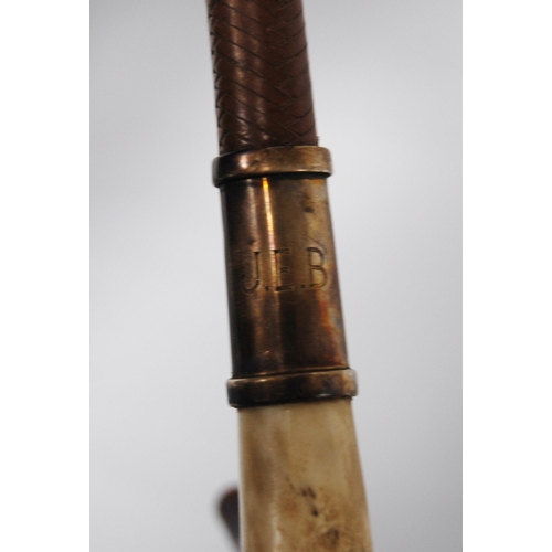 196 - Two George VI period riding crops by Swaine & Adeney, London, both with maker's button to the an... 