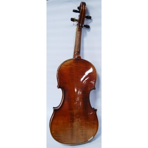 199 - Antique violin with single-piece back and copy Antonio Stradivarius label, dated 1721, 35cm long, wi... 