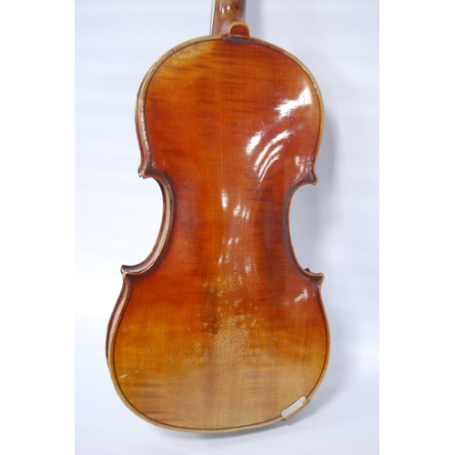 199 - Antique violin with single-piece back and copy Antonio Stradivarius label, dated 1721, 35cm long, wi... 