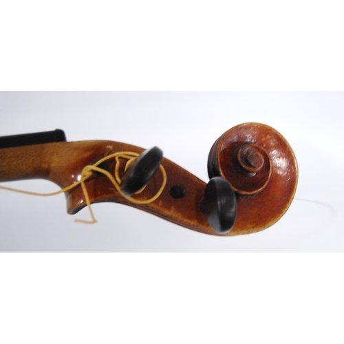 199 - Antique violin with single-piece back and copy Antonio Stradivarius label, dated 1721, 35cm long, wi... 